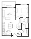 1 Bedroom A3 SIM Floor Plan 1 Bedroom A3 SIM Floor Plan at Two Points Crossing, Madison, WI, 53593